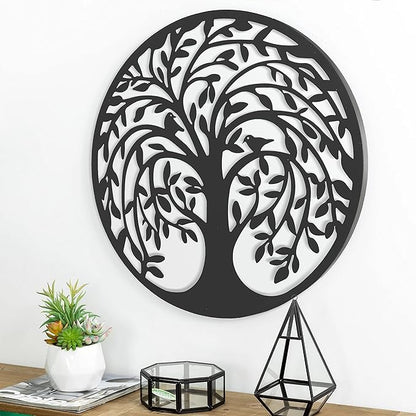 Remenna Metal Wall Art-Tree of Life Wall Decor 23inch Family Tree Metal Wall Hanging Bedroom Living Room Decor Outdoor Decoration (black)