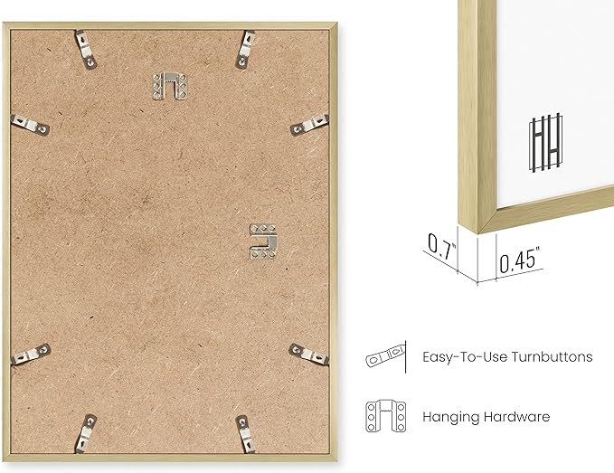 HAUS AND HUES 12x18 Gold Metal Picture Frames - Features Premium Aluminum, Vertical & Horizontal Hang, Shatterproof Plexiglass - Perfect for Home, Room, Office (12x18 in, Gold, Set of 6)