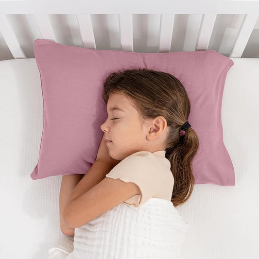 Comfy Cubs Toddler Pillow with Soft Cotton Pillowcase, 13"x18", Mauve (2 Pack) - Kids Pillow for Sleeping & Travel - Comfortable Small Pillow - Kids Travel Pillow with Breathable Microfiber Fill