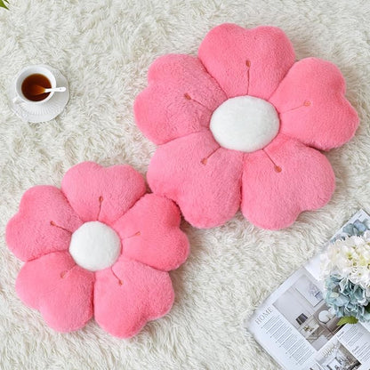 Flower Pillow, Flower Shaped Pillow Decorative Throw Pillows for Bed Couch, Cute Daisy Pillow Dorm Decor Floor Seating Cushion (Hot Pink, 15 Inches)