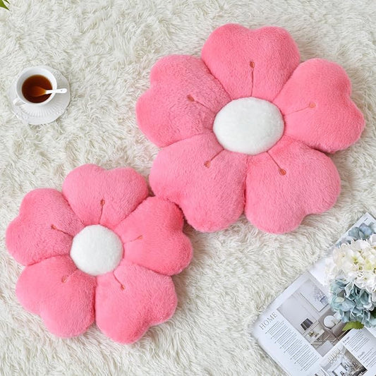 Flower Pillow, Flower Shaped Pillow Decorative Throw Pillows for Bed Couch, Cute Daisy Pillow Dorm Decor Floor Seating Cushion (Hot Pink, 15 Inches)