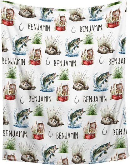 Custom Fishing Blankets and Throws,Fishing Gifts, Gifts for Fisherman,Custom Fish Blankets Fishing Gift for Man, Fish Hunter Gifts Throw Blanket, Fathers Day Fishing Gifts for Men,Teens Size-50"x60"