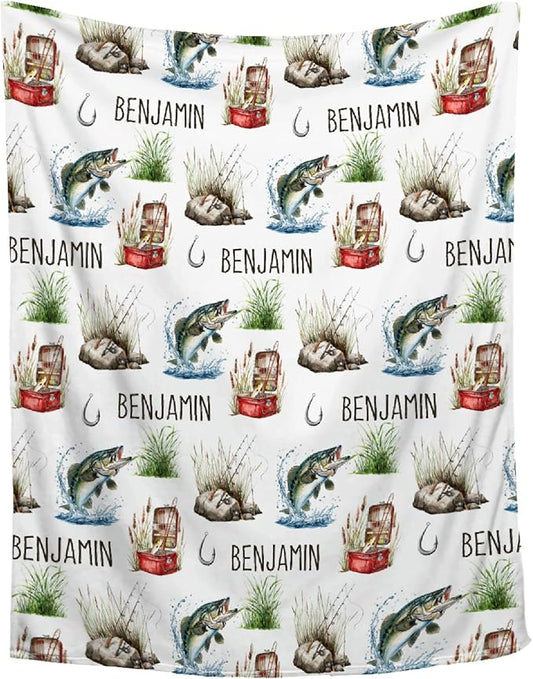 Custom Fishing Blankets and Throws,Fishing Gifts, Gifts for Fisherman,Custom Fish Blankets Fishing Gift for Man, Fish Hunter Gifts Throw Blanket, Fathers Day Fishing Gifts for Men,Teens Size-50"x60"