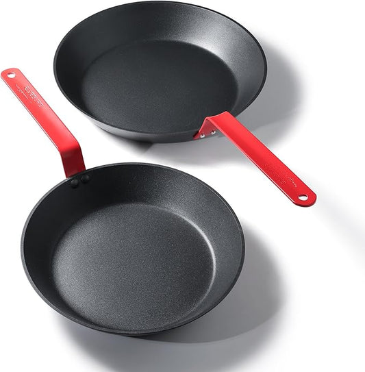 SENSARTE Nonstick Frying Pan Set 2-Piece, Oven Safe Skillets with Swiss Coating, Induction Compatible Chef Pan Set, Dishwasher Safe Cooking Pans, PFOA PFOS Free, 10 and 12 Inch