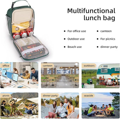 Lunch box Lunch bag for men women Insulated Lunchbox Lunch bags for Work Picnic Travel(Deep green)