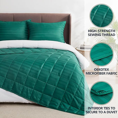 Weighted Blanket for Adult,20lbs Heavy Weighted Blanket 80"x87" Breathable Cooling Summer Blankets, Ultra Soft Cotton Comfort Throw Blanket with Glass Beads for All-Season (Green)