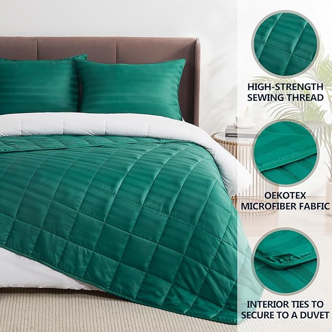 Weighted Blanket for Adult,20lbs Heavy Weighted Blanket 60"x80" Breathable Cooling Summer Blankets, Ultra Soft Cotton Comfort Throw Blanket with Glass Beads for All-Season (Green)