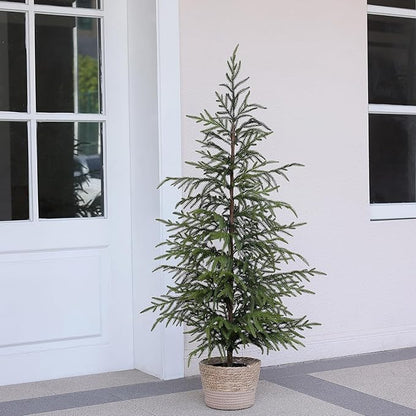 2 Pcs Artificial Norfolk Pine Tree - 4ft (48") Faux Christmas Tree Fake Potted Plants for Indoor Outdoor Home Front Porch Christmas Decor