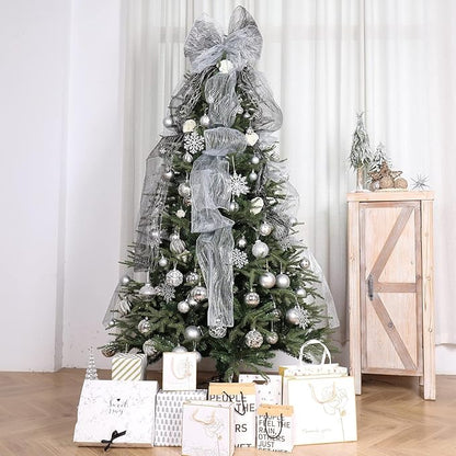 87ct Christmas Ball Ornaments Set Shatterproof Seasonal Hanging Decorations with Reusable Hand-held Gift Package for Xmas Tree Holiday Party and Home Decor, Silver