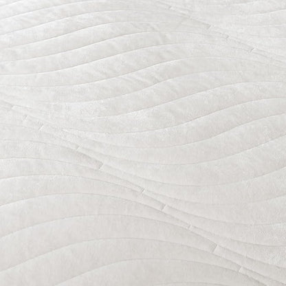 HoneiLife Quilt Set Queen Size - Velvet Quilt Sets 3-Pieces, Stripe Bedspread for Queen Beds, Queen Quilt Bedding Sets All Season Quilts- Nature White
