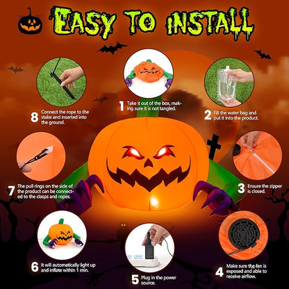 Halloween Inflatable Outdoor Decorations, Pumpkin Blow Up Halloween Yard Decorations, 4 FT Pumpkin Decor for Yard,Party,Garden