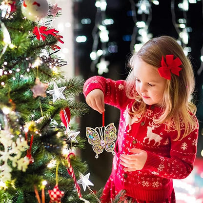 PETCEE Butterfly Christmas Ornaments 2025 - Monarch Butterfly Hanging Ornaments for Christmas Tree Decorations Monarch Keepsake Gifts for Girl Friend Daughter Sister Mother Granddaughter