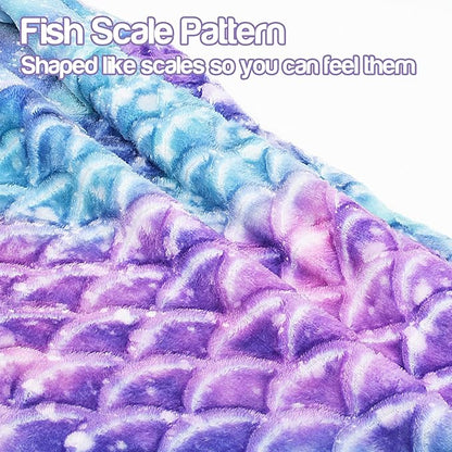 Catalonia Toddlers Mermaid Tail Blanket, Super Soft Plush Flannel Sleeping Snuggle Blanket for Kids, Mermaid Gifts for Girls 4-6, Fish Scale Pattern, Galaxy