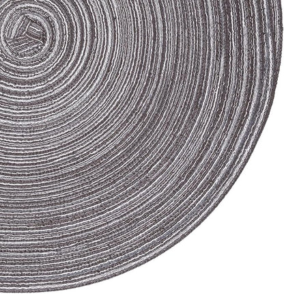 SHACOS Round Braided Placemats Set of 8 Round Table Mats for Dining Tables Non Slip Washable (Black Grey, 8)