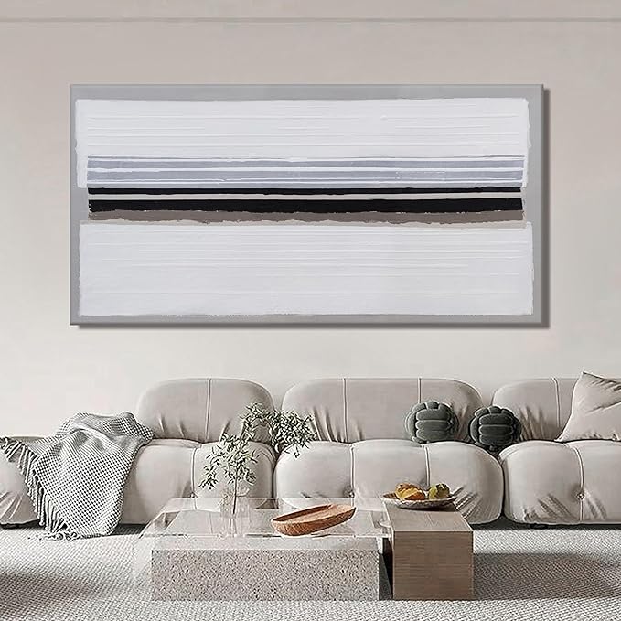 Abstract Canvas Wall Art Decor Large Wall Art Prints Black and White Minimalist Stripes Artwork Modern paintings Wall Decor for Living Room Wall Bedroom Kitchen Office Decor 30"×60"