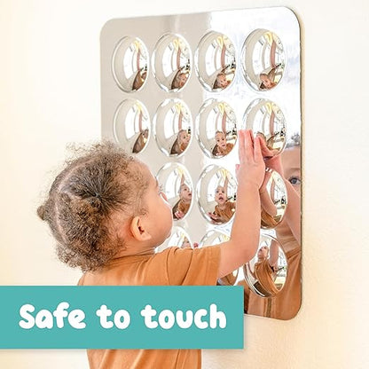 SPARK & WOW Sensory Wall Toddler Mirror | Large | 16 Bubbles | for Ages 6m+ | Easy-to-Clean Acrylic | Stimulate Cognitive Development