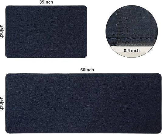 COSY HOMEER 24x35 Inch/24X60 Inch Kitchen Rug Mats Made of 100% Polypropylene Strip TPR Backing 2 Pieces Soft Kitchen Mat Specialized in Anti Slippery and Machine Washable,Navy