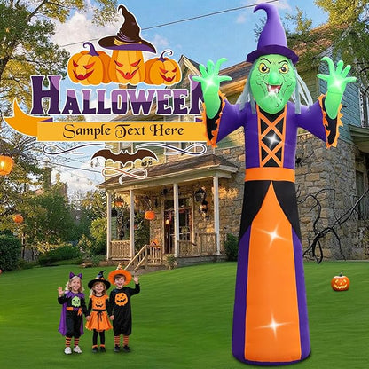 Halloween Inflatables Witch Decorations Outdoor - 20FT Extra Large Horror Witch Halloween Blow up Yard Decorations with LED Build-in for Garden Lawn Indoor Party Decor