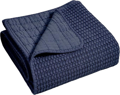 Levtex Home Mills Waffle Queen Bedspread Set (104x106in) with 2 Pillow Shams (26x20in) - Navy - 100% Cotton Queen Size Bedspread Set - Lightweight, Soft, Pre-Washed