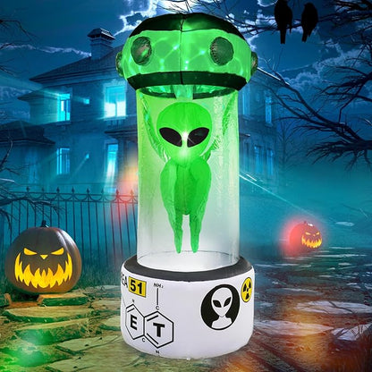 DearSun 7.5FT Halloween Inflatable Alien in Experimental Cabin with Build-in LED Lights, Blow up Halloween Inflatable Outdoor Indoor Decorations Large Party Yard Decoration