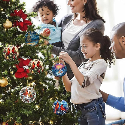 Happy Winter Ornaments Snow Village Round Ceramic Colorful Hanging Ornament Christmas Keepsake Decor for Xmas Tree Winter Holiday Xmas Gift for Women Men 3"