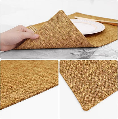 homing Amber Cloth Placemats Set of 8 – Cotton Linen Blend Washable Farmhouse Dining Table Mats for Fall & Thanksgiving, Easy to Clean, 13 x 19 Inch