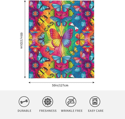 Cute Cartoon Flannel Blanket for Kids, 50" L x 60" W Inches – Soft and Cozy Plush Throw Blanket for Boys and Girls – Perfect for Bed, Couch, or Travel (Butterfly)