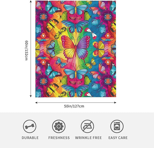 Cute Cartoon Flannel Blanket for Kids, 50" L x 60" W Inches – Soft and Cozy Plush Throw Blanket for Boys and Girls – Perfect for Bed, Couch, or Travel (Butterfly)