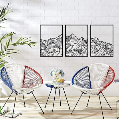 ruelen Wall Decor 3 Pcs Mountain Metal Wall Art, Mountain Line Abstract Minimalist Wall Art Rustic Nature Wall Decor Hanging Sculpture for Home Bedroom Bathroom Living Room (Black)
