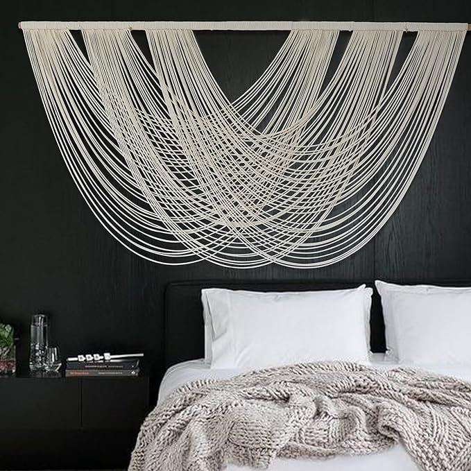 Flber Macrame Wall Hanging Large 57.00" W x 31.00" L Macrame Wall Decor Large Yarn Tapestry Home Boho Wall Decor