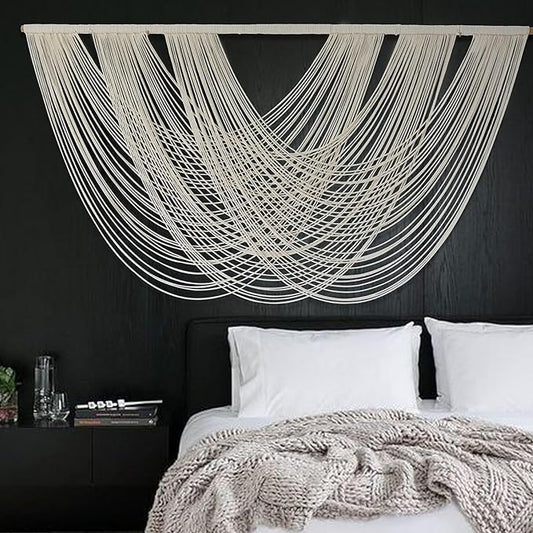Flber Macrame Wall Hanging Large 57.00" W x 31.00" L Macrame Wall Decor Large Yarn Tapestry Home Boho Wall Decor