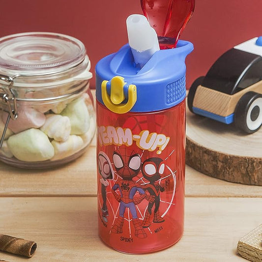 Zak Designs Marvel Spider-Man Kids Water Bottle with Spout Cover and Carrying Loop, Durable Plastic, Leak-Proof Design for Travel (16 oz, 2-Pack, Spidey and His Amazing Friends)