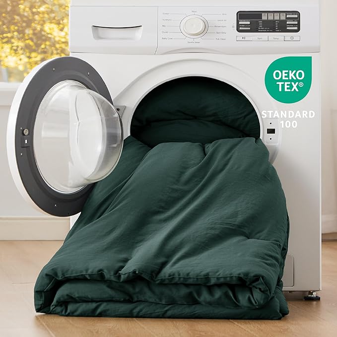 Bedsure Full Size Comforter Set, Forest Green Soft Prewashed Bedding for All Seasons, 3 Pieces GentleSoft™ Warm Down Alternative Bed Set, 1 Lightweight Comforter (82"x86") and 2 Pillowcases (20"x26")