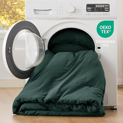 Bedsure Full Size Comforter Set, Forest Green Soft Prewashed Bedding for All Seasons, 3 Pieces GentleSoft™ Warm Down Alternative Bed Set, 1 Lightweight Comforter (82"x86") and 2 Pillowcases (20"x26")