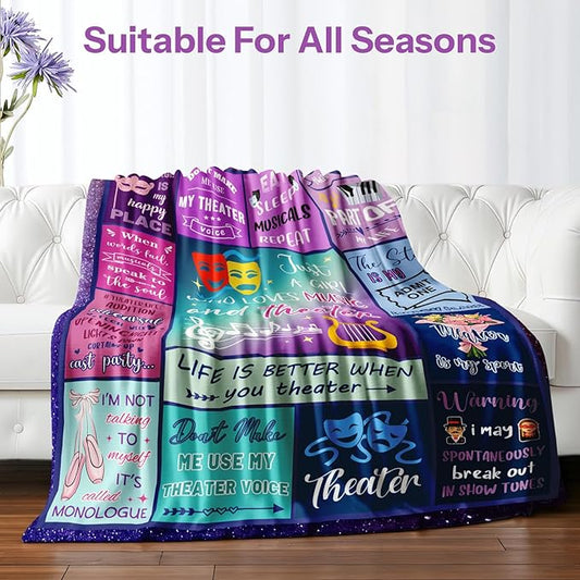 Theater Gifts, Theater Gifts for Girls, Theatre Gifts, Gifts for Theater Lovers, Musical Theater Gifts, Broadway Gifts, Theater Blanket for Girls on Birthday Christmas 40x50 in
