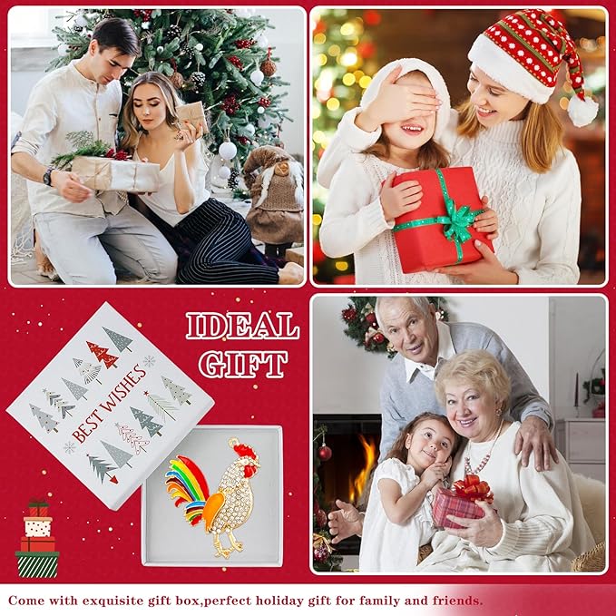 WhatSign Chicken Christmas Ornaments - Metal Chicken Ornaments for Christmas Tree Decorations Farm Animal Chicken Christmas Tree Ornaments Chicken Gifts Decor Keepsake Ornaments