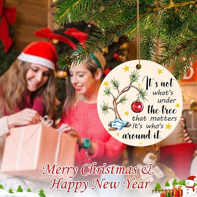 Tree Quote 2 Christmas Tree Ornaments, Funny Christmas Ornaments 2025, Ceramic Christmas Tree Ornaments for Family Friends, Cute Holiday Hanging Decor, Sentimental Xmas Gift Keepsake