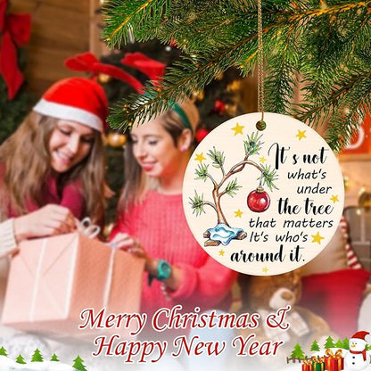 Tree Quote 2 Christmas Tree Ornaments, Funny Christmas Ornaments 2025, Ceramic Christmas Tree Ornaments for Family Friends, Cute Holiday Hanging Decor, Sentimental Xmas Gift Keepsake