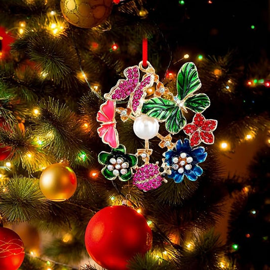 PETCEE Butterfly Flowers Christmas Ornaments Monarch Butterfly Ornaments for Christmas Tree Colorful Butterflies Ornament Hanging Decorations Keepsake Gifts for Women Daughter Mom Granddaughter Girls