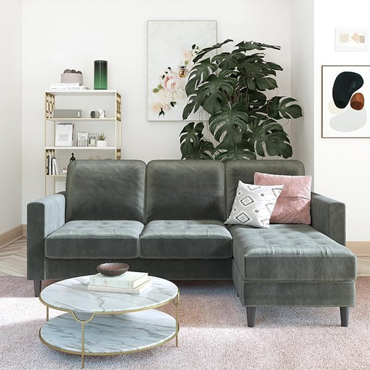 CosmoLiving by Cosmopolitan Strummer Reversible Sectional Couch, Light Gray Sofa, Sectional Couch