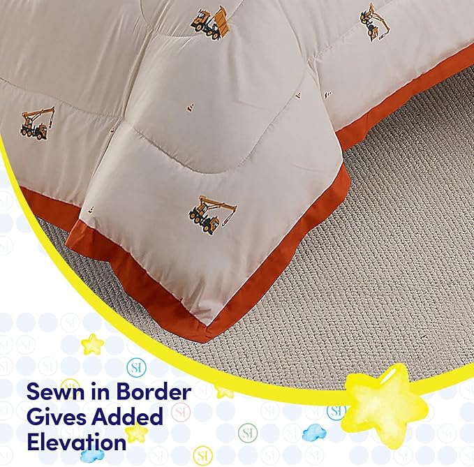 Construction Bedding Set Full Size – Bed in a Bag with Sheets, Pillowcases & Shams – Soft Construction Bedding Comforter Set with Dump Trucks, Cranes & Bulldozers – Fun Kids Construction Bedroom Decor