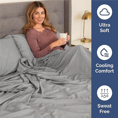 CGK Linens Twin XL 4 Piece Sheet Set - Cooling Sheets for Hot Sleepers - Hotel Luxury Bedding Set w/ 8-16 Inch Deep Pockets - 1 Flat & 1 Fitted & 2 Pillowcases - Soft & Wrinkle Free - Heathered Grey