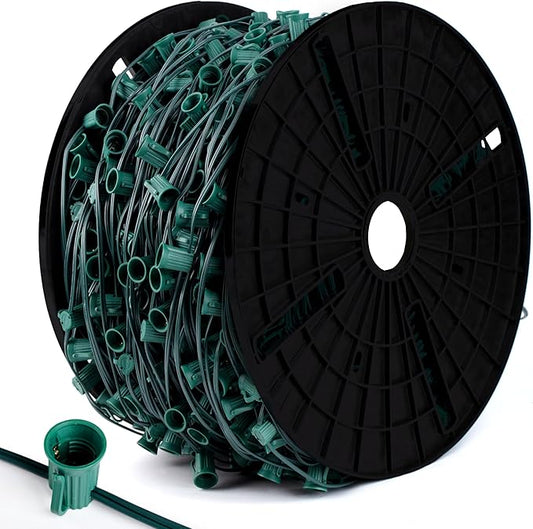 1000 FT C9 Spool Wire 12 Inch Spacing, Commercial, UL Listed Stringer Spool for Holiday and Christmas Light Wire SPT-1, Indoor/Outdoor Compatibility (C9-1000 Feet)