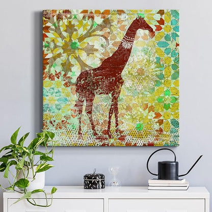 Abstract Wall Art Animals Poster for Bedroom and Living Room,Bali Giraffe Wall Art, Ready to Hang, 24'' x 24''