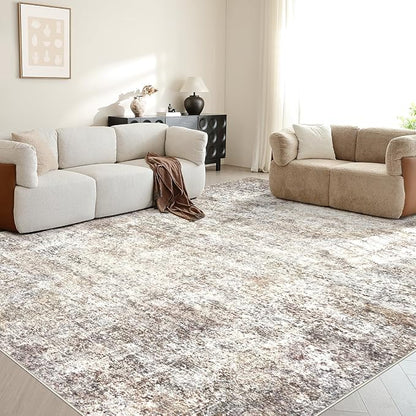 Area Rugs for Living Room: 5x8 Washable Neutral Abstract Rug for Bedroom Large Soft Modern Dining Room Rugs Indoor Floor Low Pile Carpet for Home Office Nursery - Brown Grey