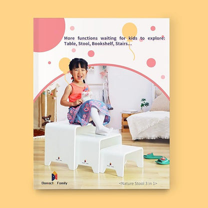 Damoch Family™ Wooden Children Montessori Furniture Set as Kids Chairs and Table,Showcasing Quality,Sturdiness and Versatility,Patented Minimalist Design (White)