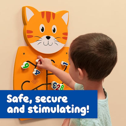 LEARNING ADVANTAGE Cat Activity Wall Panel - 18m+ - Toddler Activity Center - Wall-Mounted Toy - Busy Board Decor for Bedrooms, Daycares and Play Areas