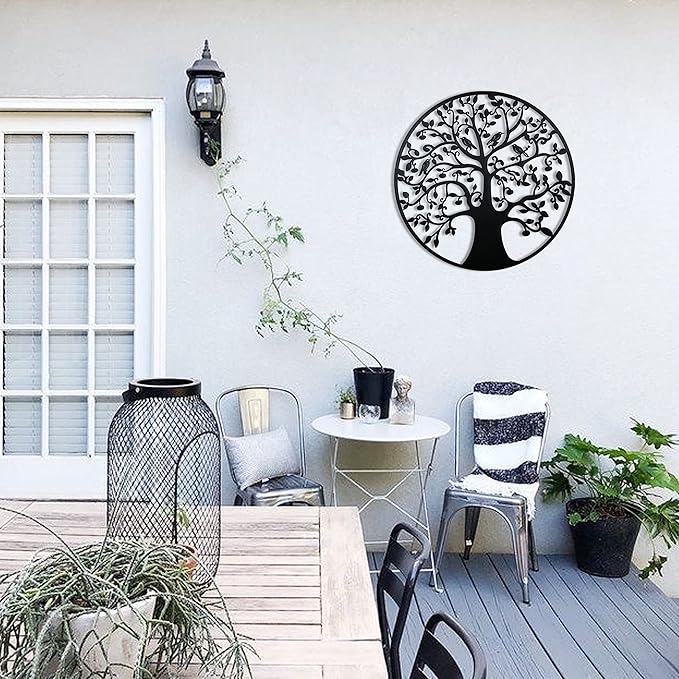 Remenna Metal Wall Art-Tree of Life Wall Decor 23inch Family Tree Metal Wall Hanging Bedroom Living Room Decor Outdoor Decoration (Tree of Life -B)
