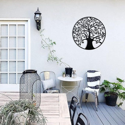 Remenna Metal Wall Art-Tree of Life Wall Decor 23inch Family Tree Metal Wall Hanging Bedroom Living Room Decor Outdoor Decoration (Tree of Life -B)