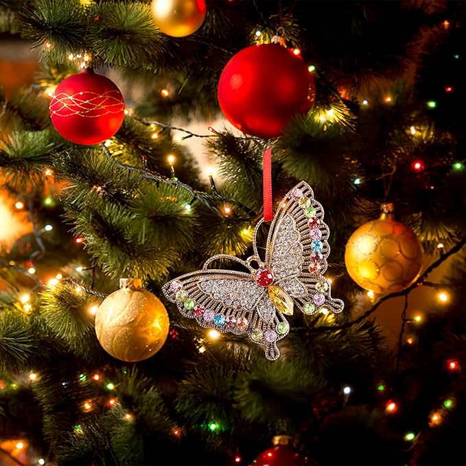 PETCEE Butterfly Christmas Ornaments 2025 - Monarch Butterfly Ornaments for Christmas Tree Decorations Metal Monarch Hanging Tree Ornament Keepsake Gifts for Women Girls Sisters Mom Granddaughter